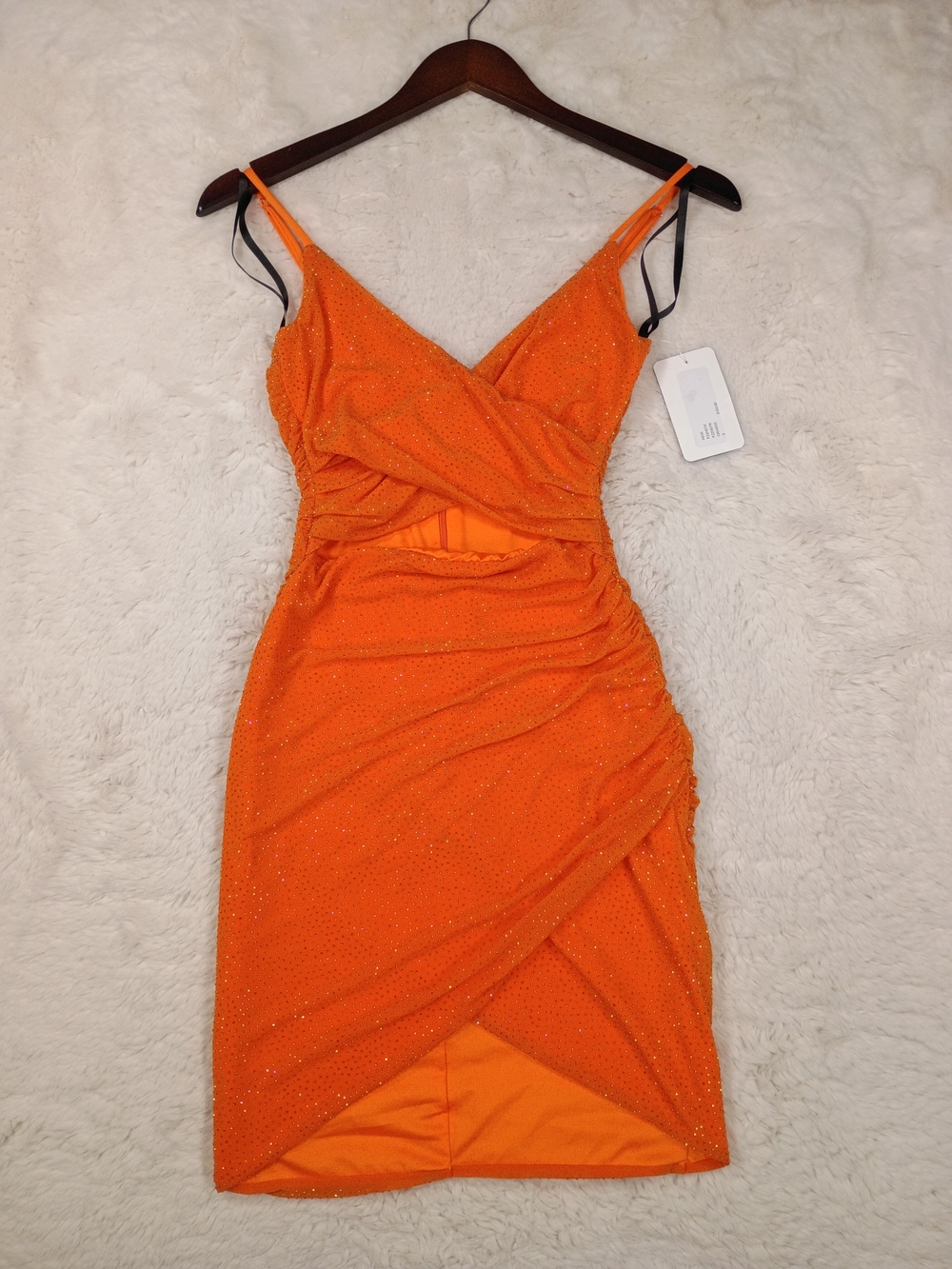 Alyce Paris Orange Embellished Cutout Mini Dress Size 0